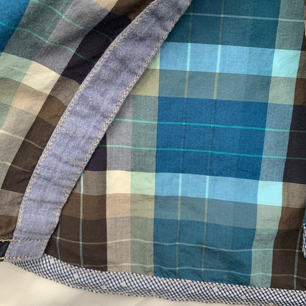 Tommy Bahama Blue and Brown Plaid Shirt XL - Picture 6 of 9